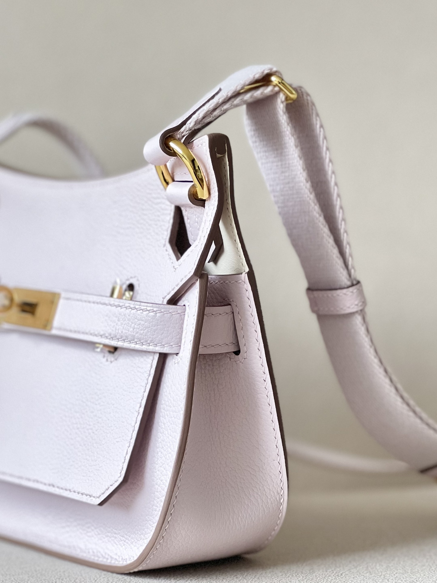 Hermes Jypsiere Mini Shoulder Bag In White Clemence Leather